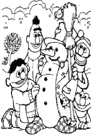 A coloring page of sesame street